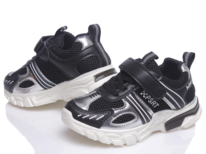 

Детские кроссовки деми Kidsmix 6601 black-silver для мальчика Черный р.30