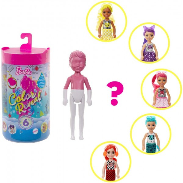

Кукла-сюрприз Barbie Монохромные образы Челси и друзья Цветное перевоплощение (GTT24)