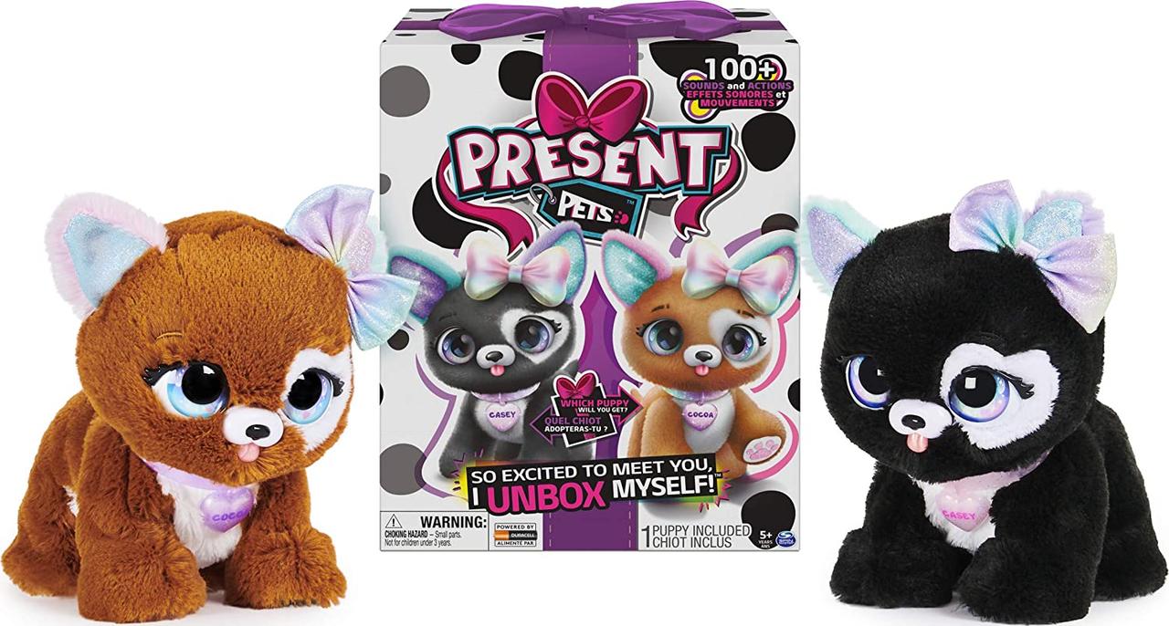 

Интерактивная мягкая игрушка Spin Master щенок сюрприз Present Pets Glitter Puppy Interactive Plush Pet