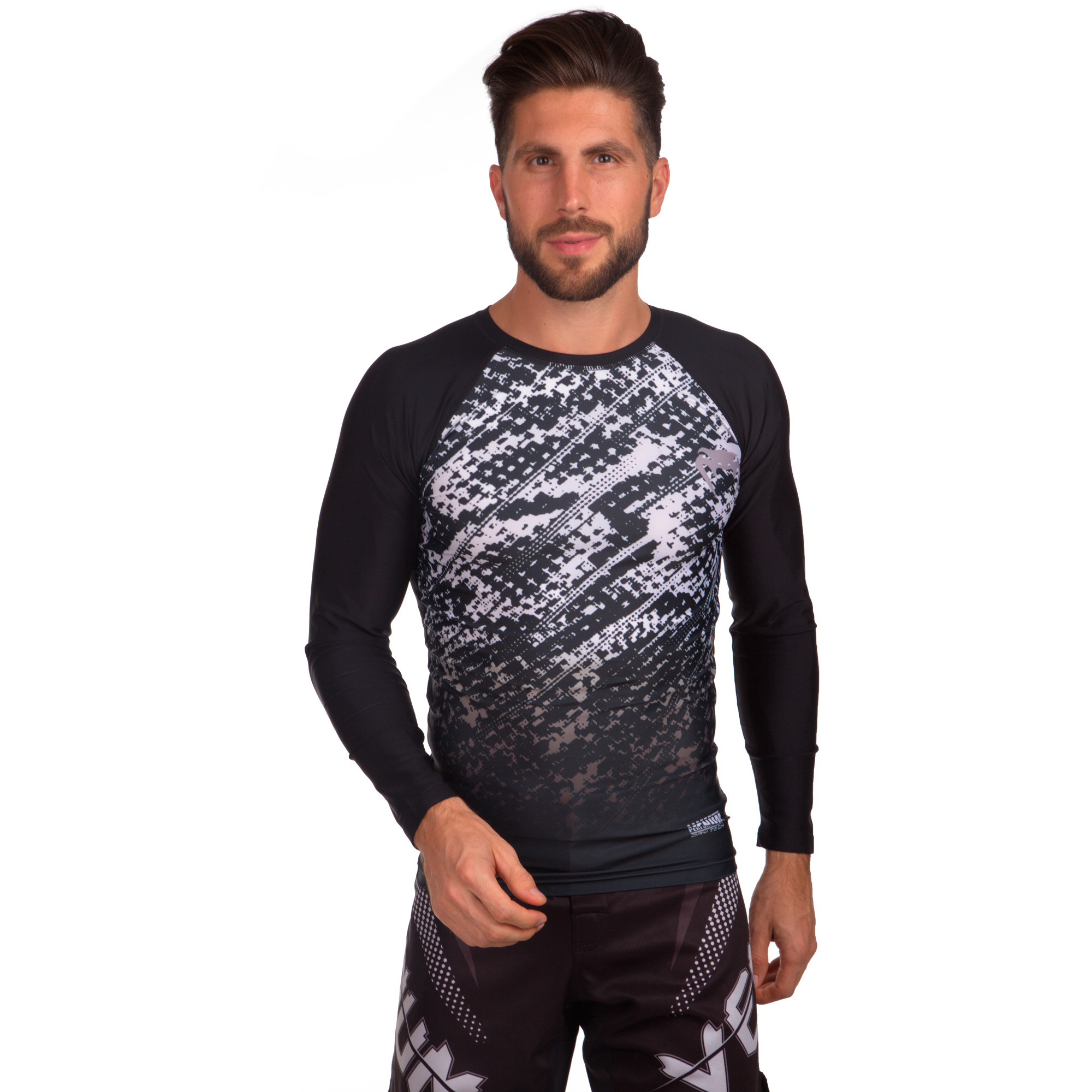 

Комплект компрессионный мужской (Лонгслив и шорты) Venum TROPICAL CO-5818-CO-5819 (PL,р-р L 170-175, черный-серый)