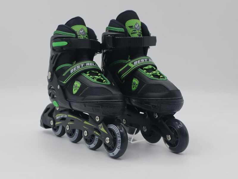 

Детские ролики с мягким ботинком и регулировкой размера 10122 S Best Roller 31-34 колёса PU Черно-зеленый