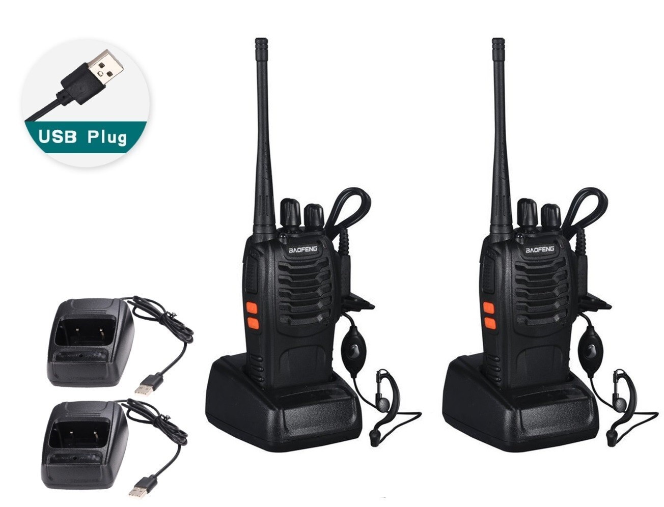 

Рация, Радиостанция Baofeng BF-888S USB зарядка с гарнитурой комплект 2шт