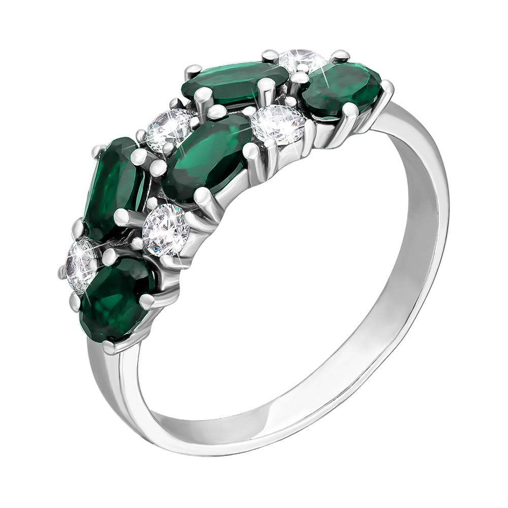 

Серебряное кольцо с агатом и фианитами 000134667 17.5 размера
