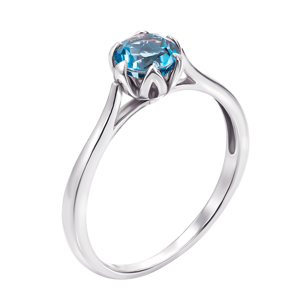 

Кольцо из белого золота с топазом Swiss blue 000127132 16 размера