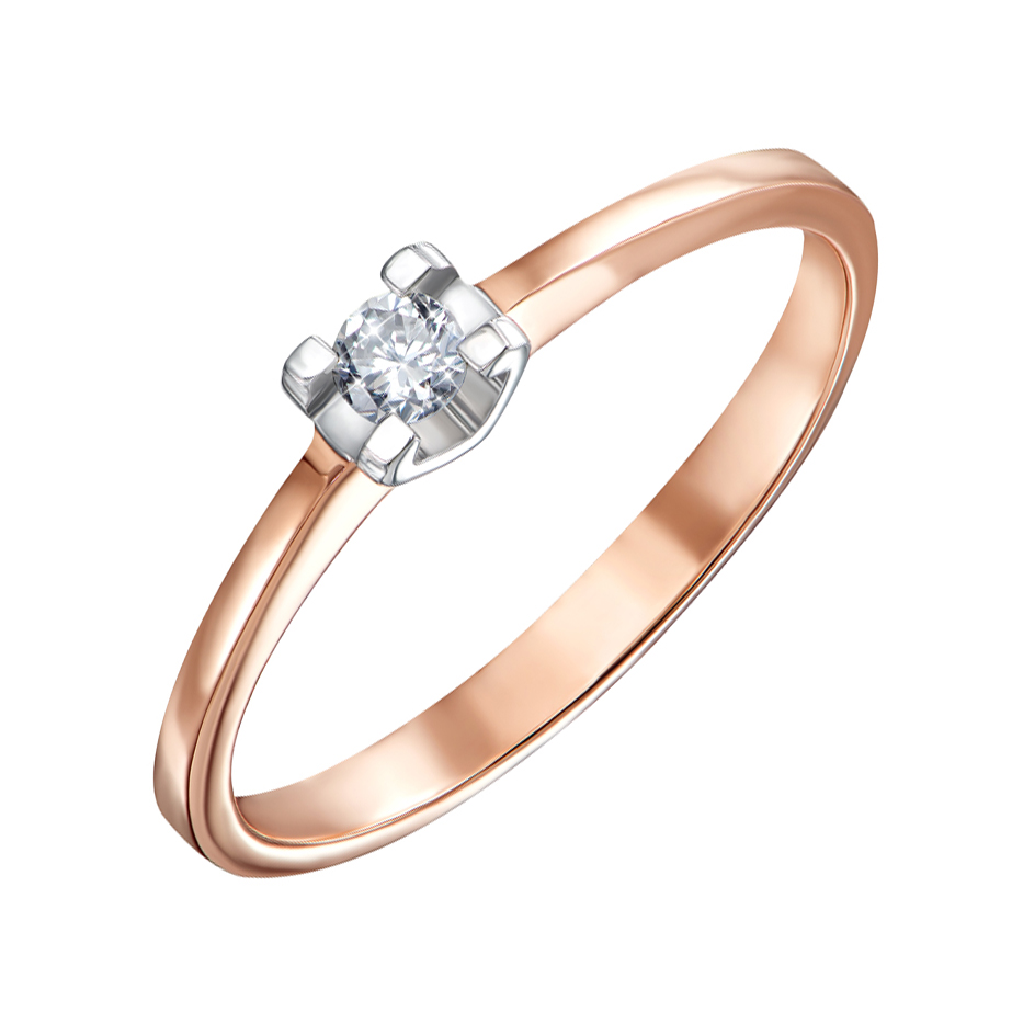 

Золотое кольцо в комбинированном цвете с бриллиантом 000117348 16 размера