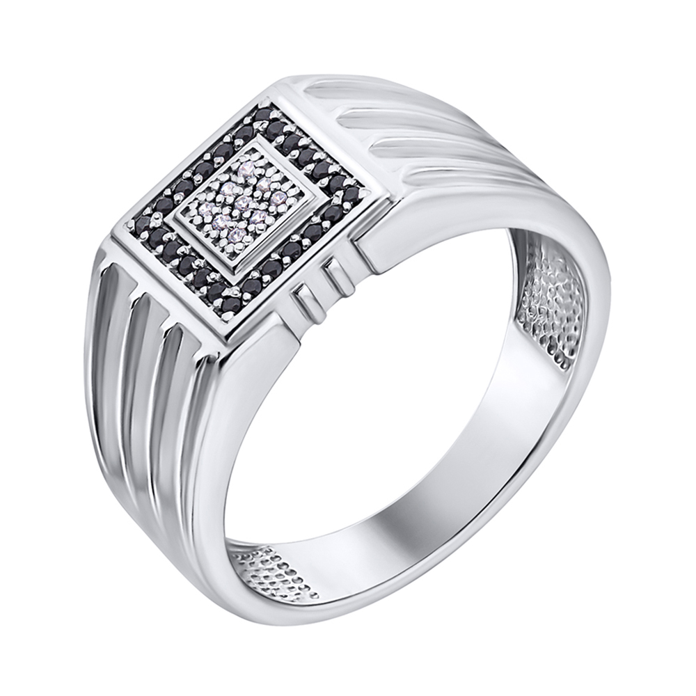 

Серебряный перстень-печатка с фианитами 000140546 19.5 размера