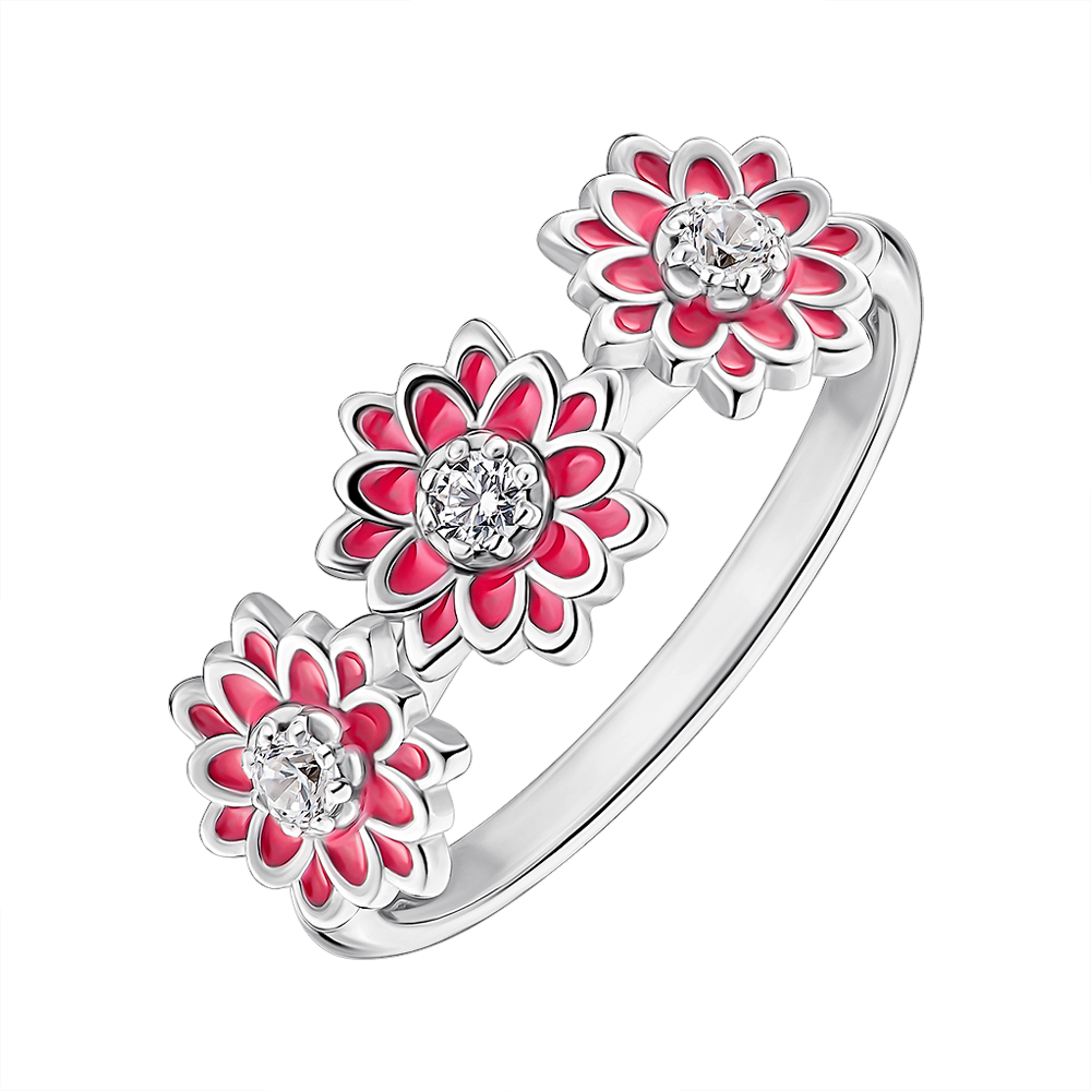 

Серебряное кольцо с эмалью и фианитами 000148162 18 размера