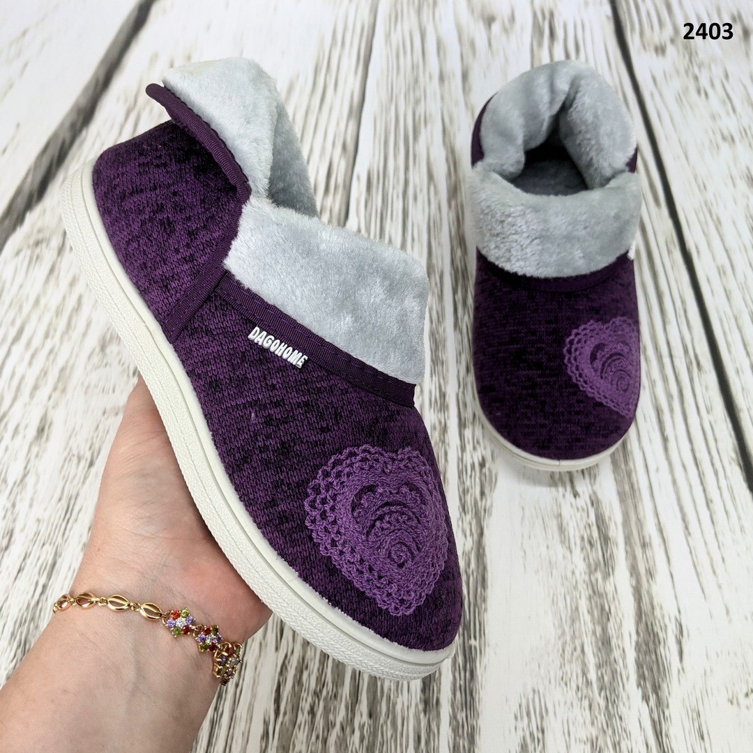 

Тапочки женские чуни Dago Style фиолетовые на меху 39р(24,8 см) 2403