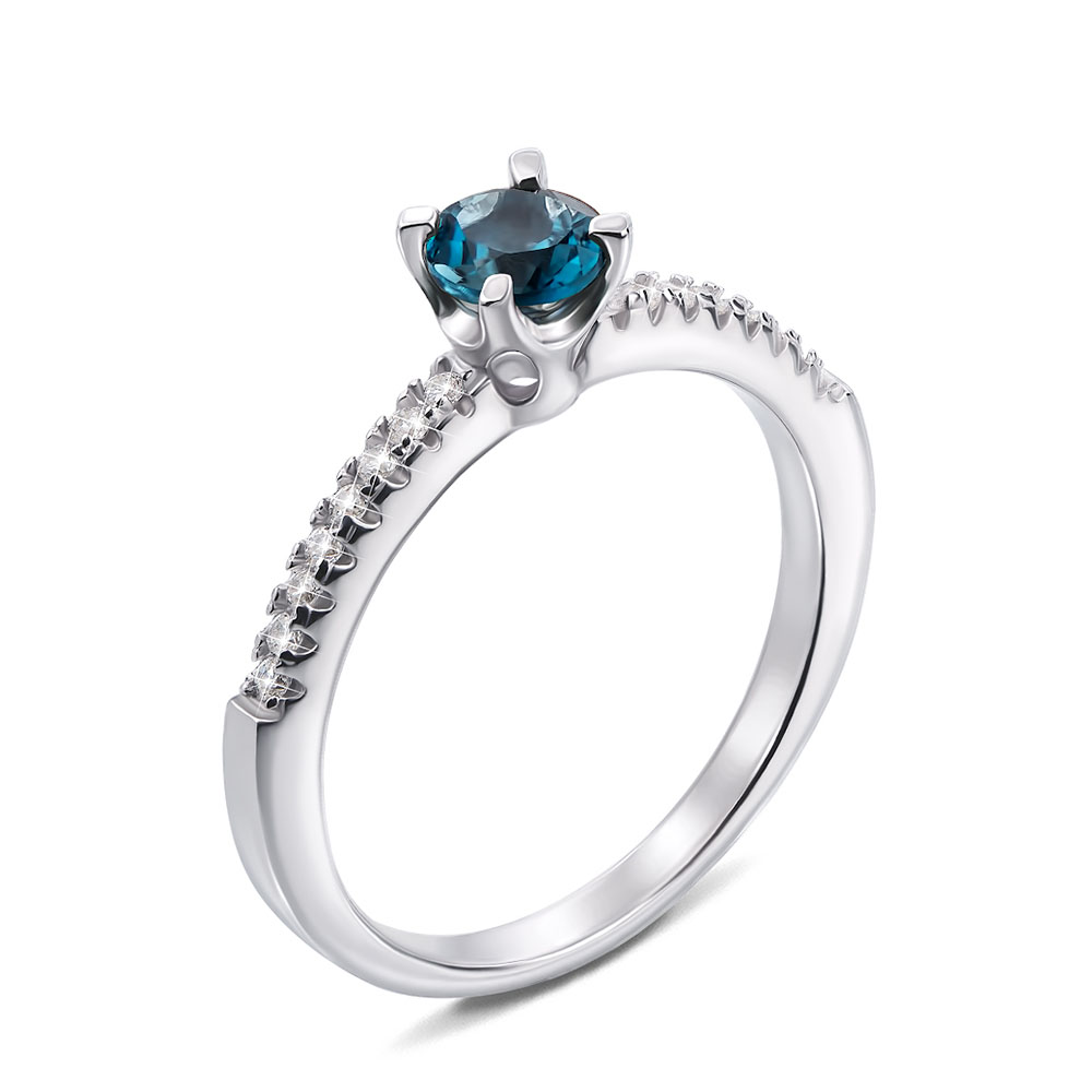 

Серебряное кольцо с лондон топазом и фианитами 000132138 17.5 размера
