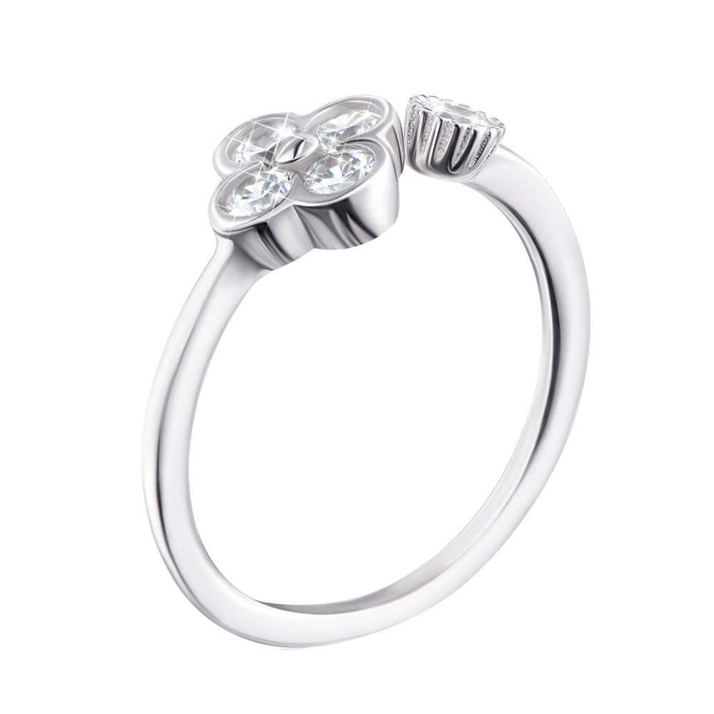 

Кольцо безразмерное из серебра с фианитами 000124938 16.5 размера