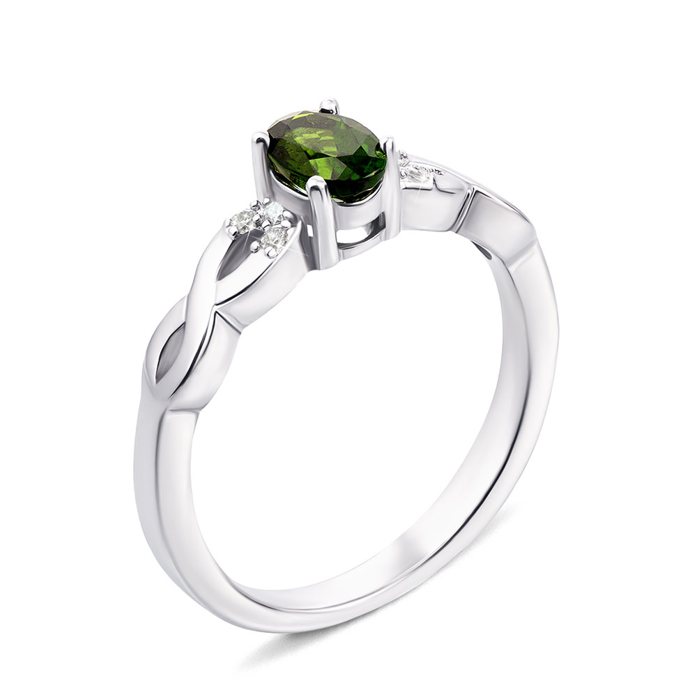 

Серебряное кольцо с хромдиопсидом и фианитами 000132140 18 размера