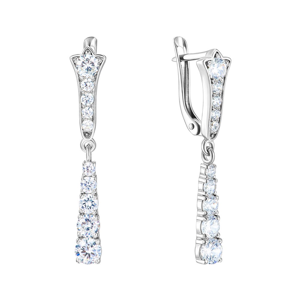 

Серебряные серьги-подвески с фианитами 000149986