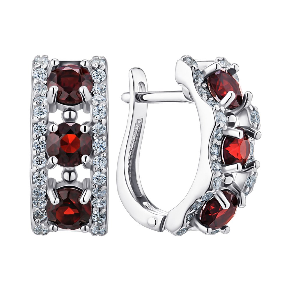 

Серебряные серьги с гранатами и фианитами 000148452
