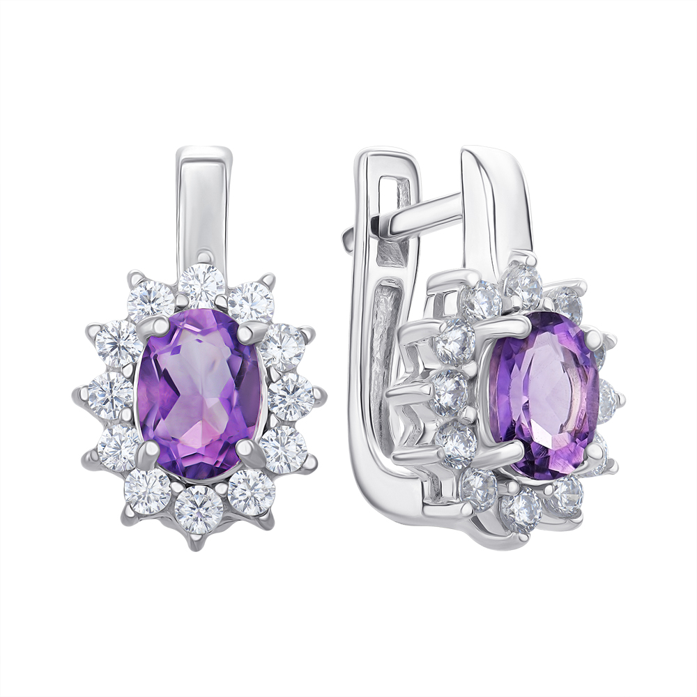 

Серьги из серебра с аметистом и фианитами 000144809