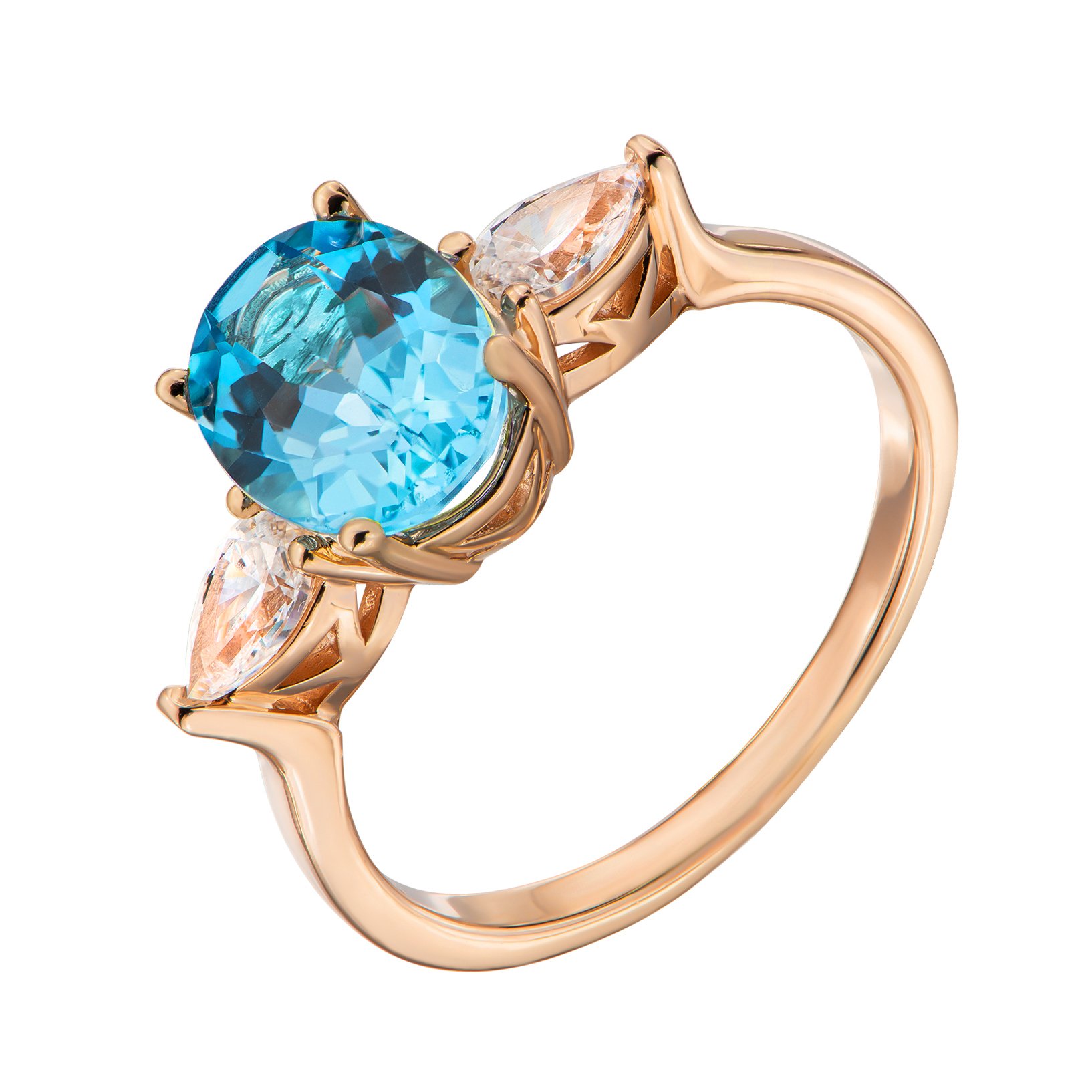 

Кольцо из красного золота с топазом и фианитами Swarovski 000149831 18 размера