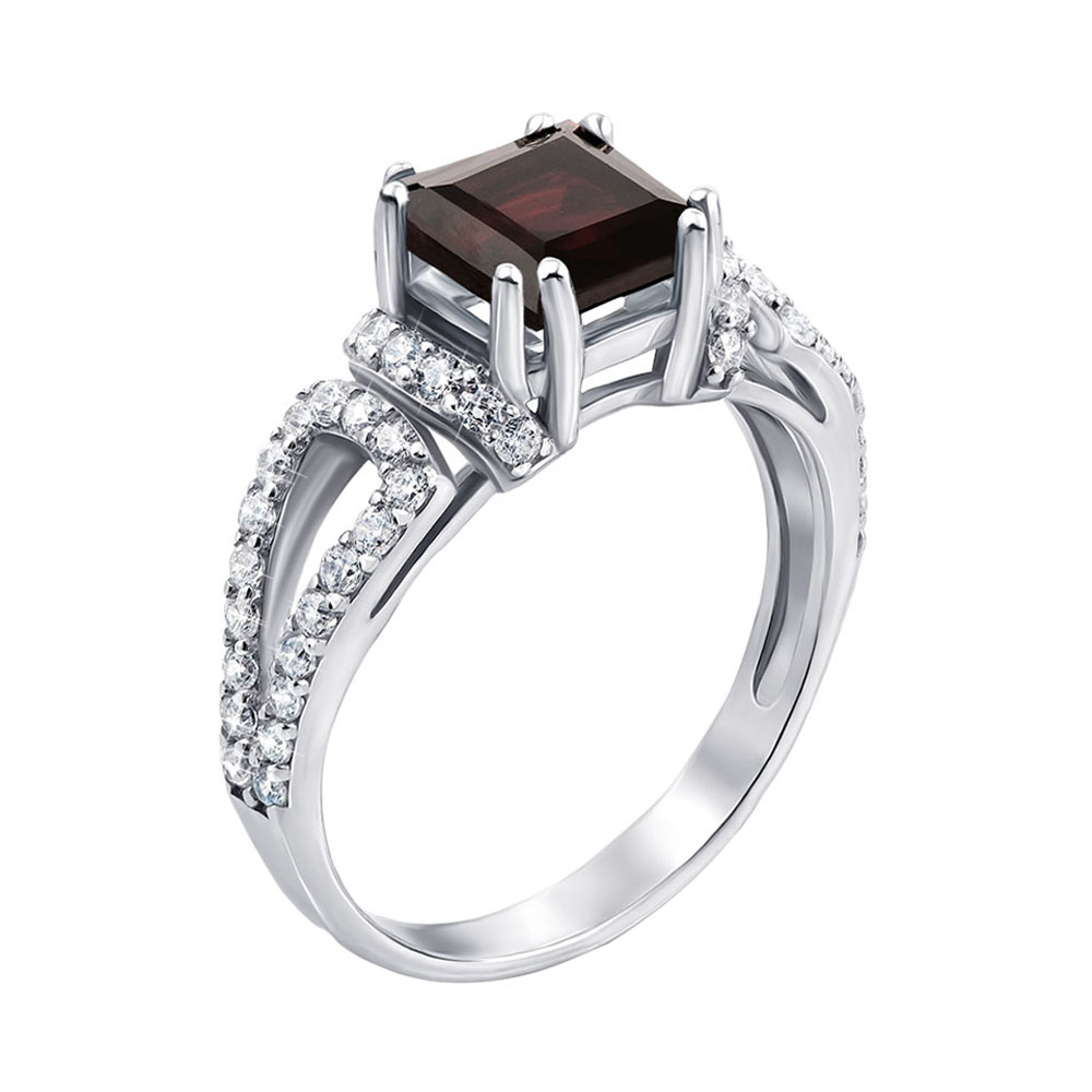 

Серебряное кольцо с гранатом и фианитами 000130361 17.5 размера