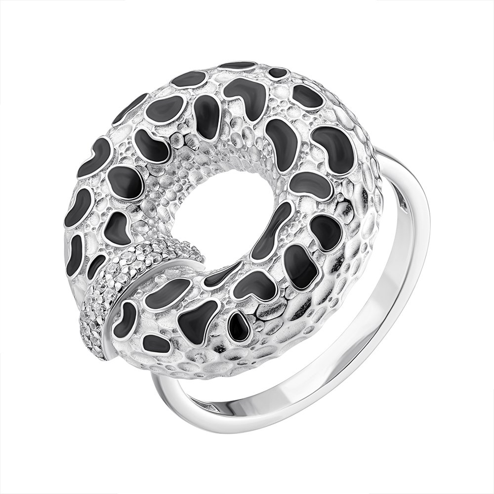 

Серебряное кольцо с фианитами и эмалью 000149746 17.5 размера