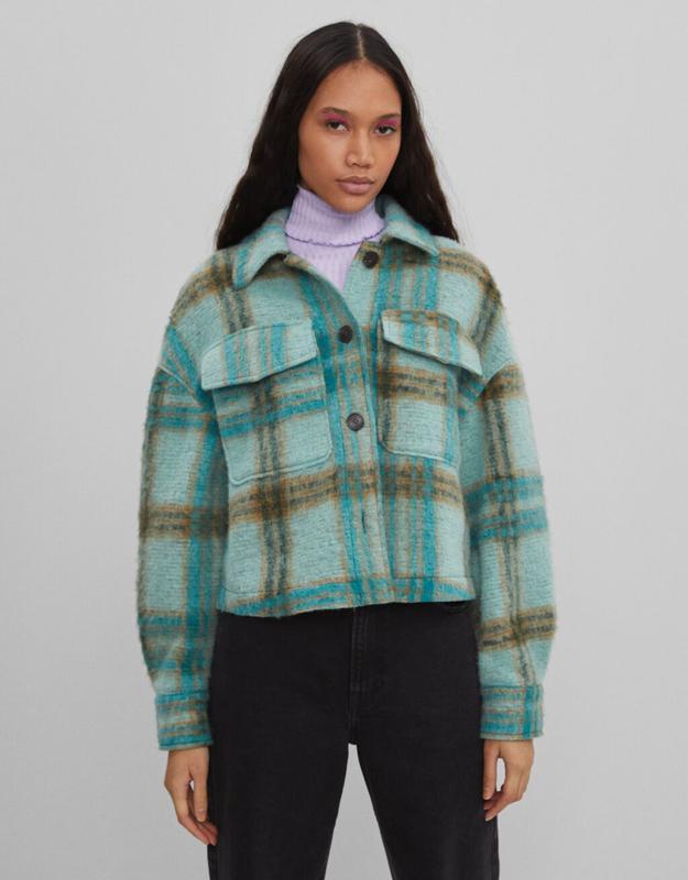 

Куртка-рубашка Bershka в клетку  мультиколор, Куртка-рубашка Bershka в клетку S мультиколор