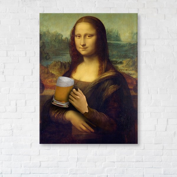 

Картина на холсте IBR Mona Lisa with beer 45x60 см