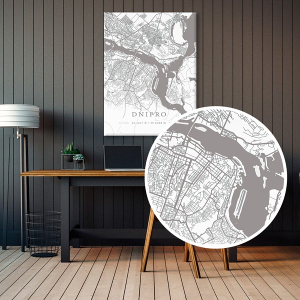

Картина на холсте IBR Dnipro White Map 50x65 см