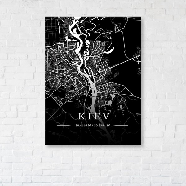 

Картина на холсте IBR Kiev Black Map 50x65 см