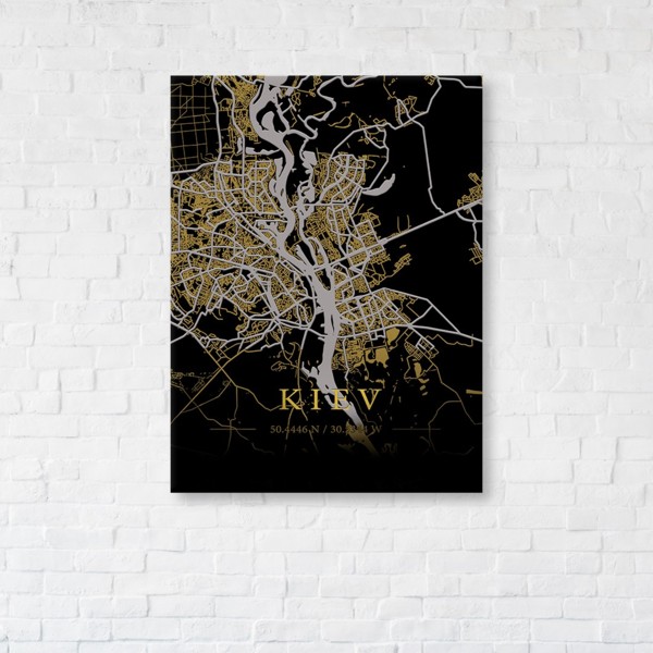 

Картина на холсте IBR Kiev Gold Map 90x120 см