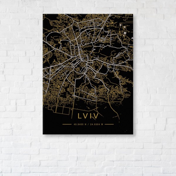 

Картина на холсте IBR Lviv Gold Map 50x65 см