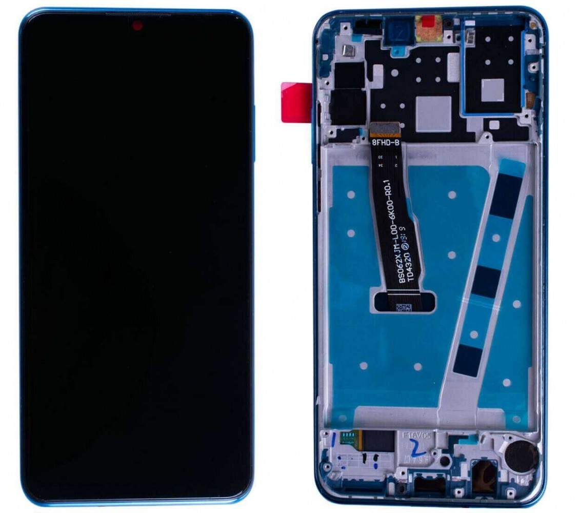 

Дисплей для Huawei P30 Lite (MAR-L21), Nova 4e, версия 6 128GB, 48 MP с сенсором (тачскрином) черный и с рамкой синего цвета