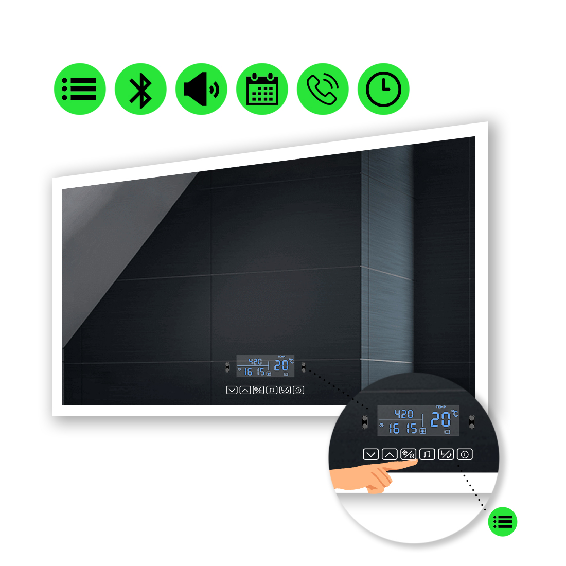 

LED-зеркало 90x60см, с Smart-блоком, модель Simphony (Simphonyg82)