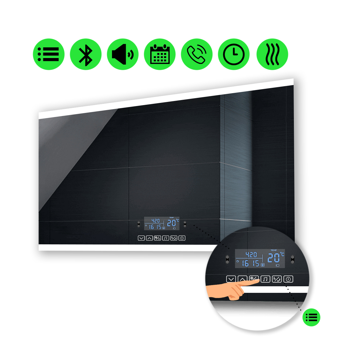 

LED-зеркало 90x60см, с Smart-блоком и подогревом, модель Ines (Inesg83)