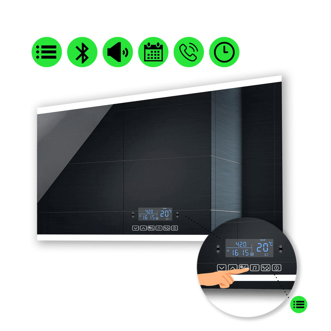 

LED-зеркало 90x60см, с Smart-блоком, модель Ines (Inesg82)