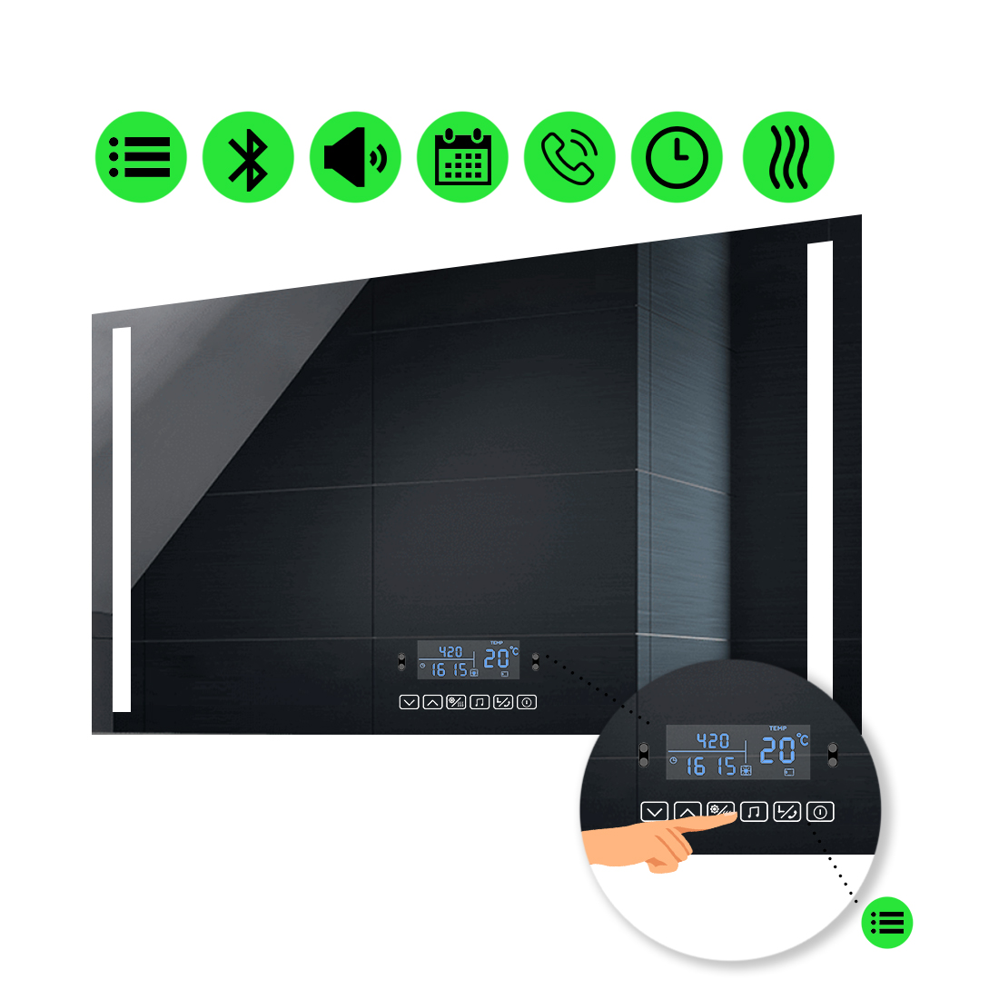 

LED-зеркало 100x60см, с Smart-блоком и подогревом, модель Adelita (Adelitag127)