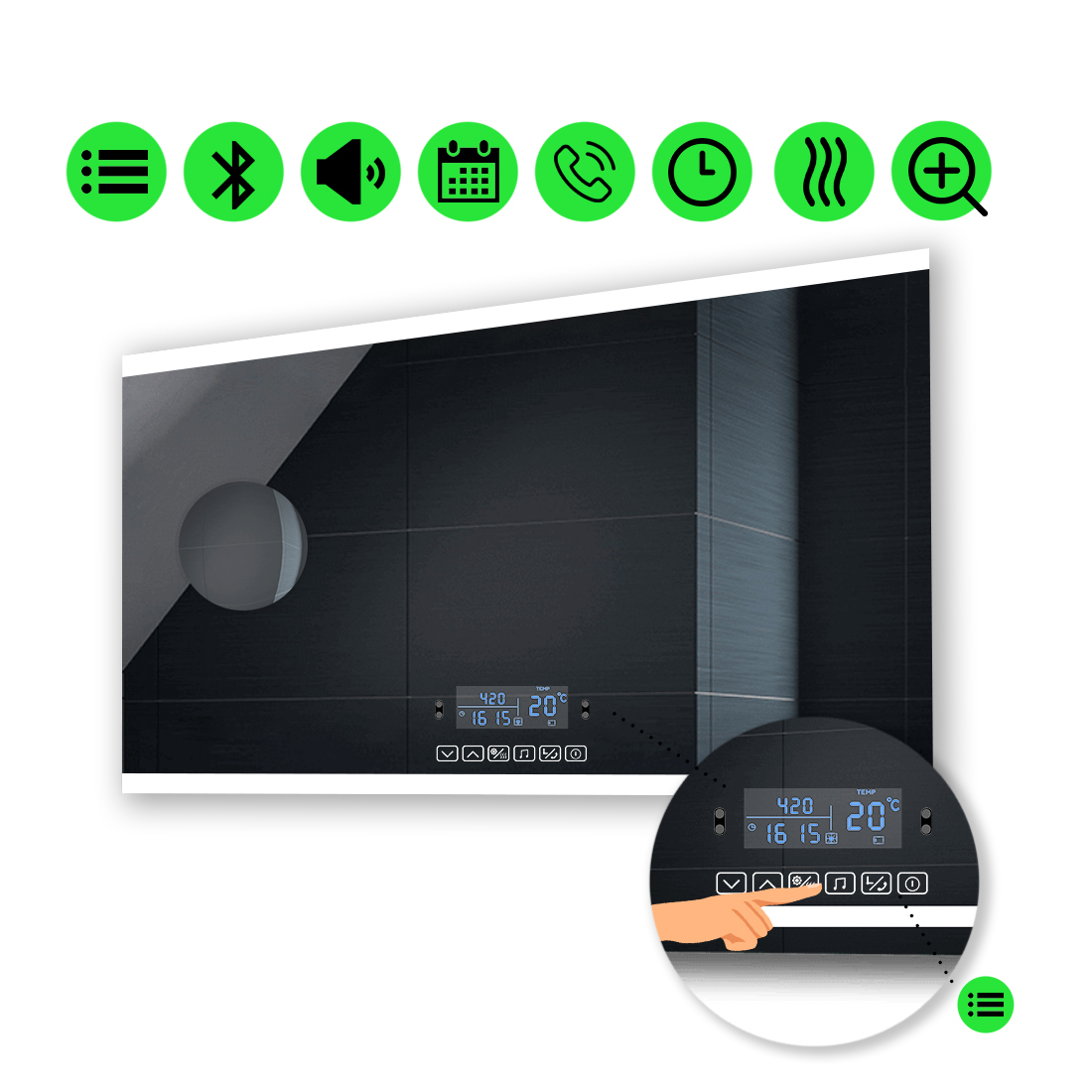 

LED-зеркало 80x60см, с Smart-блоком, линзой без подсветки и подогревом, модель Ines (Inesg42)