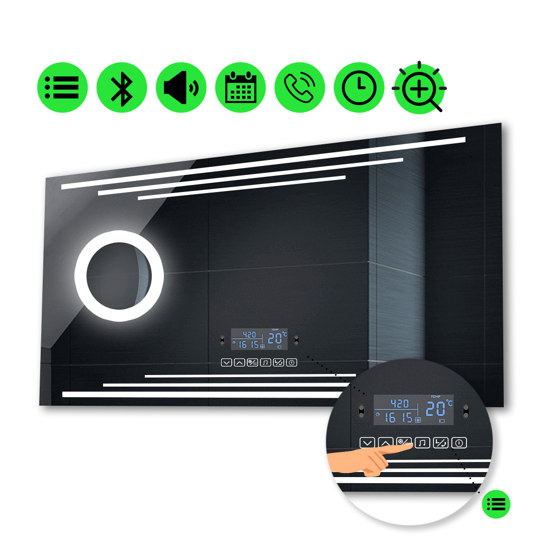 

LED-зеркало 110x70см, с Smart-блоком и линзой с подсветкой, модель Francisca (Franciscag194)