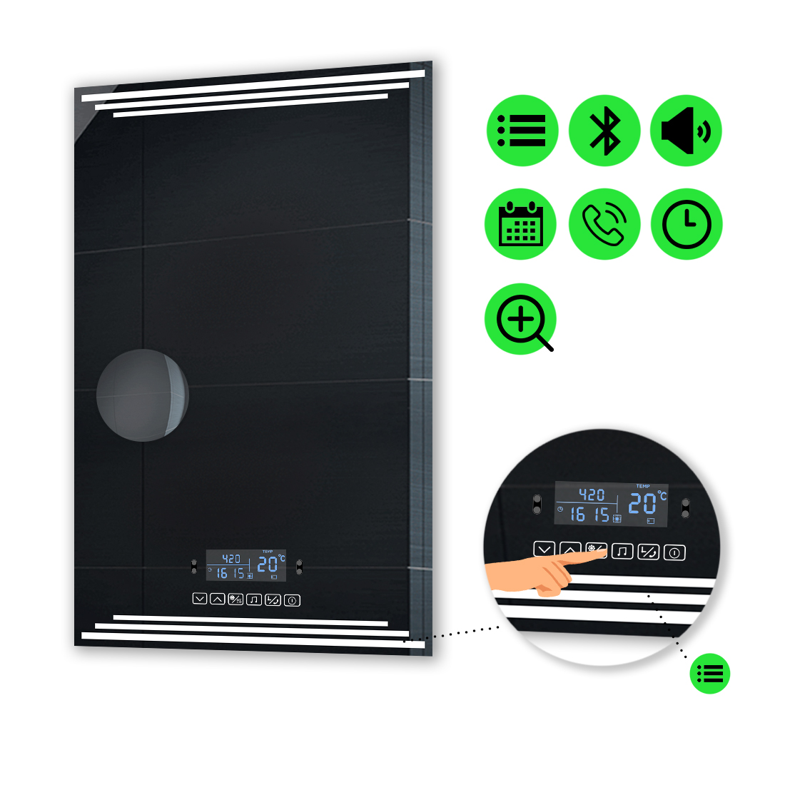 

LED-зеркало 80x120см, с Smart-блоком, линзой без подсветки и подогревом, модель Francisca (Francisca218)