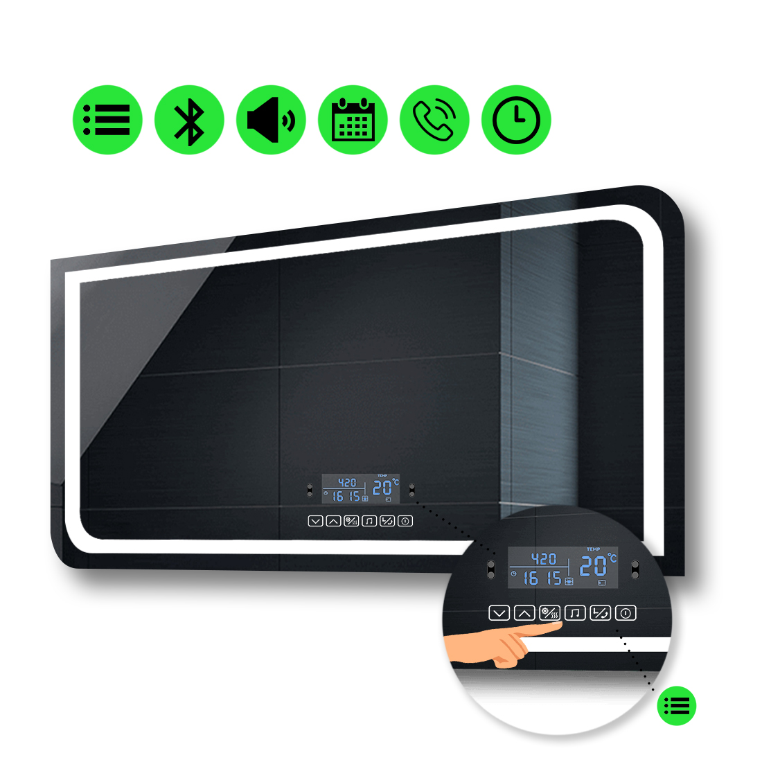 

LED-зеркало 70x60см, с Smart-блоком, модель Noemi (Neomig16)