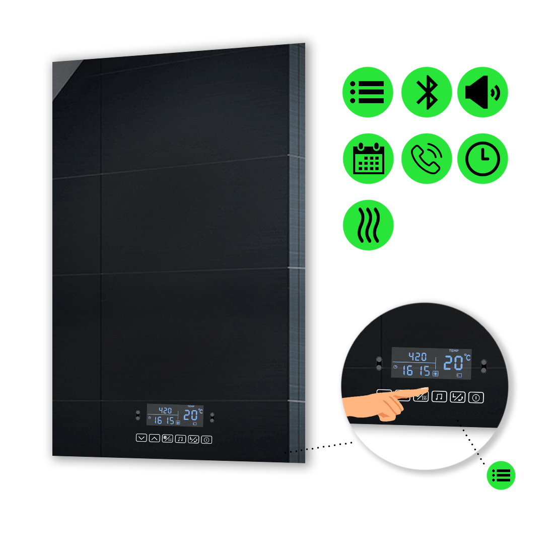 

LED-зеркало 70x80см, с Smart-блоком и подогревом, модель Lucia (Lucia237)