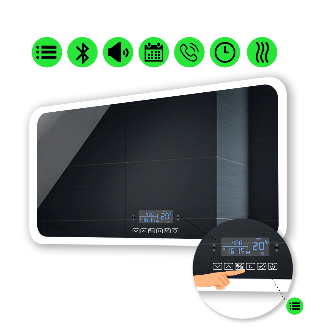 

LED-зеркало 70x60см, с Smart-блоком и подогревом, модель Ahana (Ahanag17)