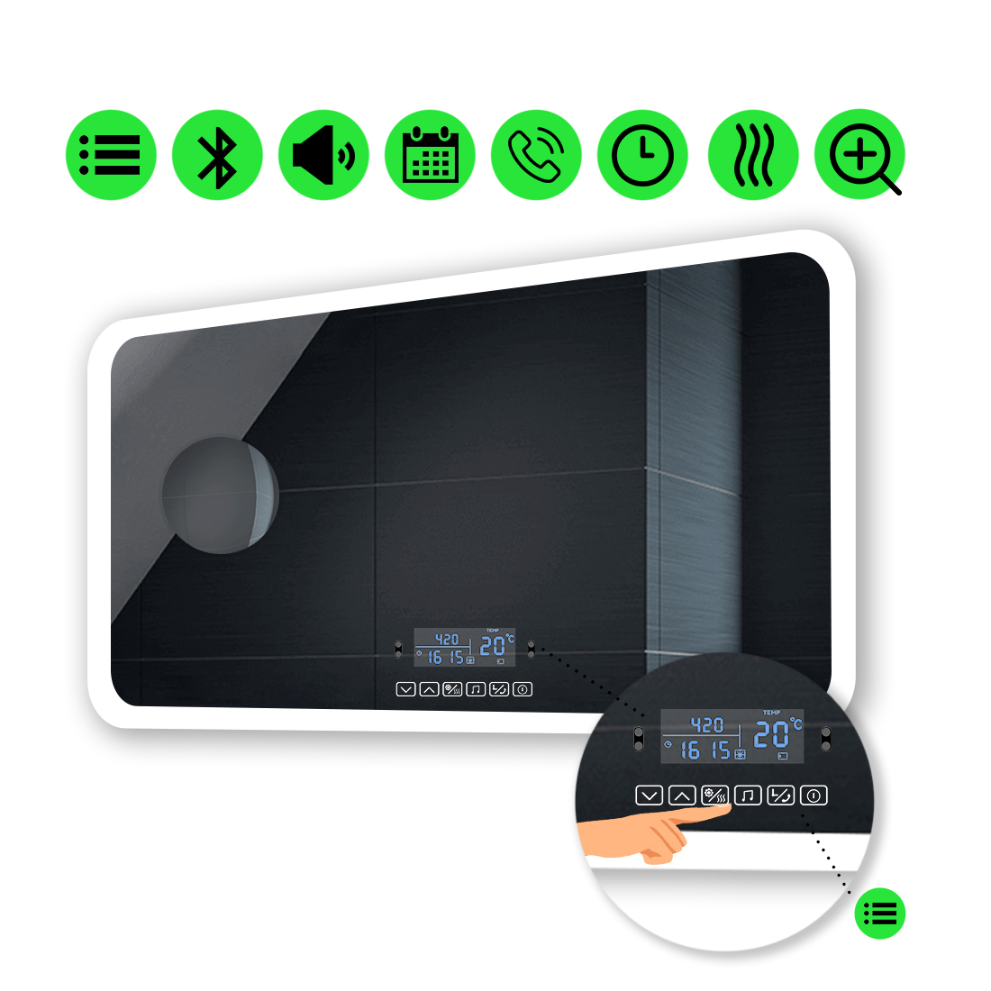 

LED-зеркало 80x60см, с Smart-блоком, линзой без подсветки и подогревом, модель Ahana (Ahanag42)