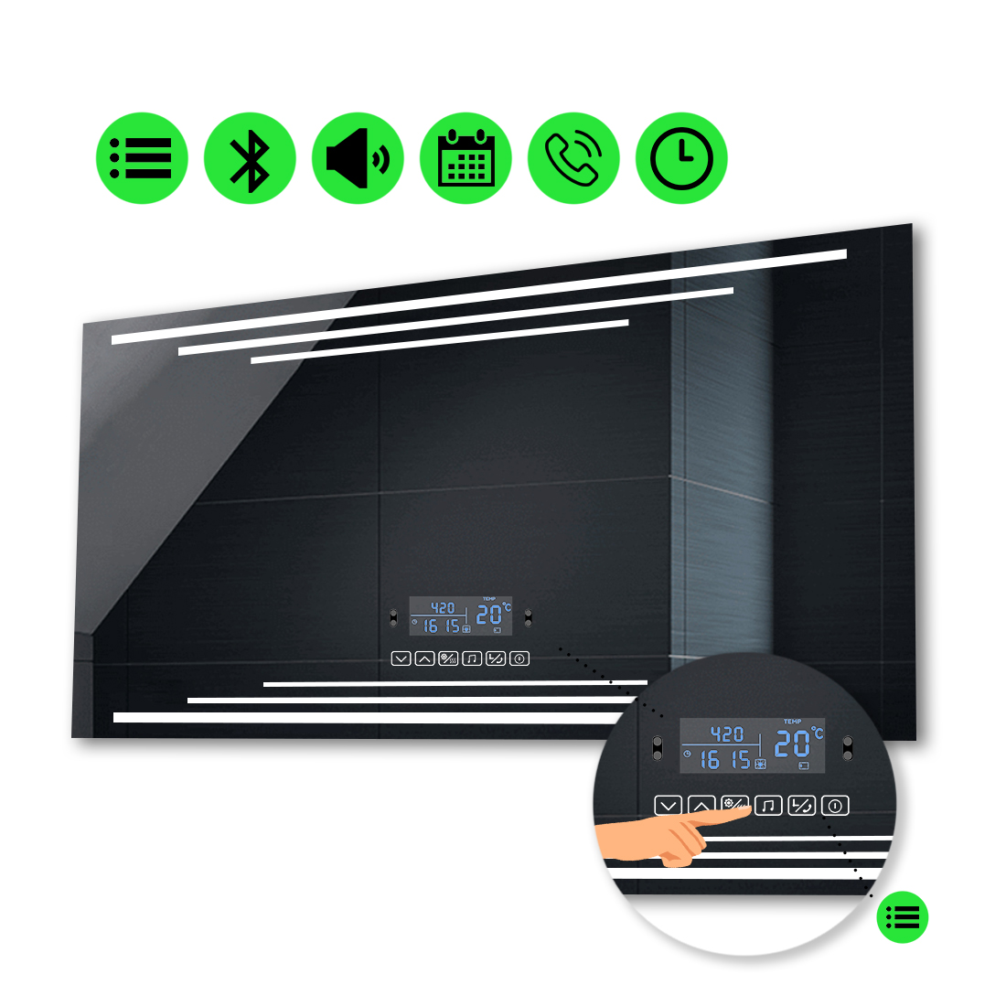 

LED-зеркало 80x60см, с Smart-блоком, модель Francisca (Franciscag38)