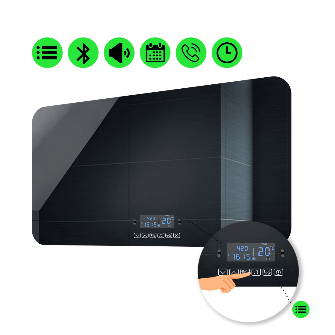 

LED-зеркало 90x80см, с Smart-блоком, модель Ornela (Ornelag104)