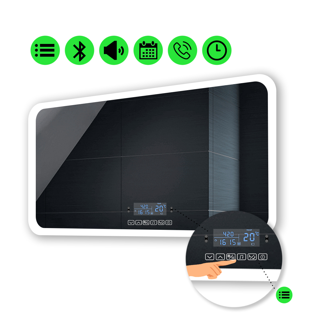 

LED-зеркало 100x70см, с Smart-блоком, модель Ahana (Ahanag148)