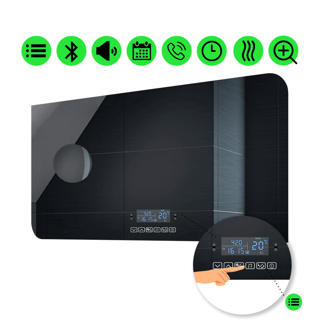 

LED-зеркало 100x60см, с Smart-блоком и линзой без подсветки, модель Simona (Simonag131)