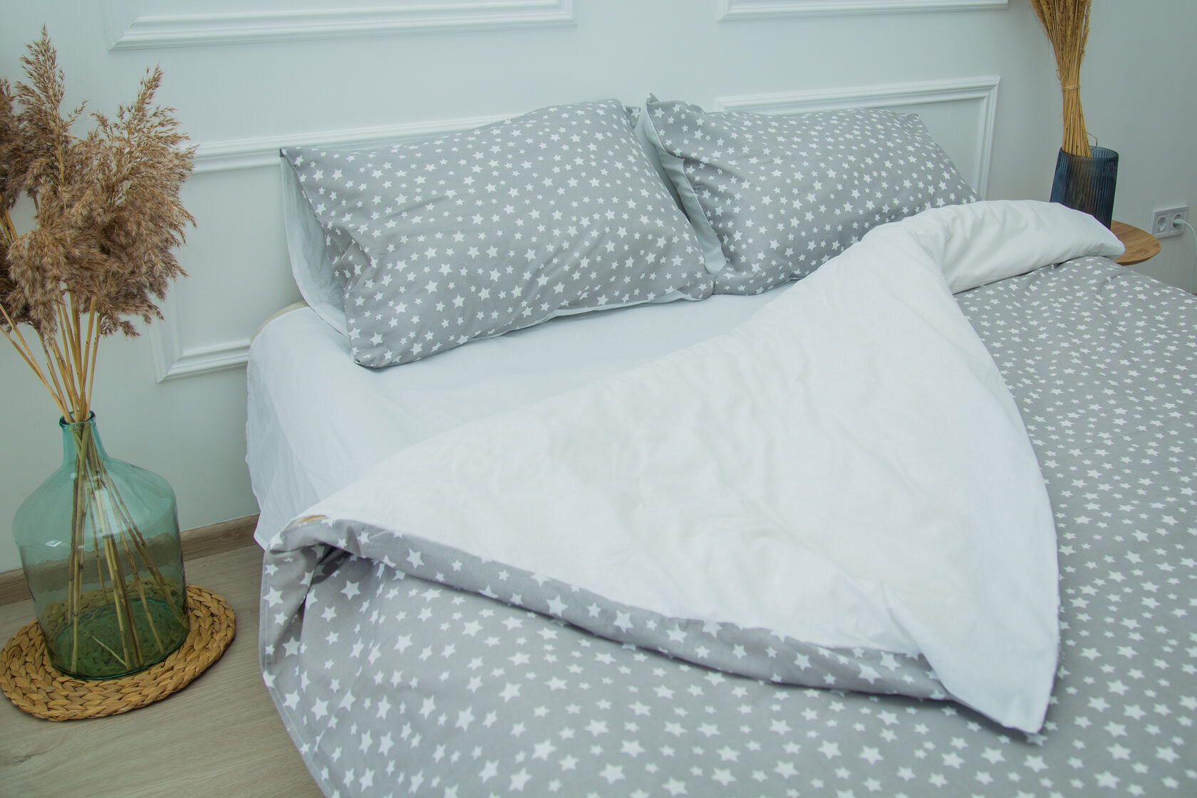 

Постельное белье Хлопок "Premium" GREY STARS Двуспальная