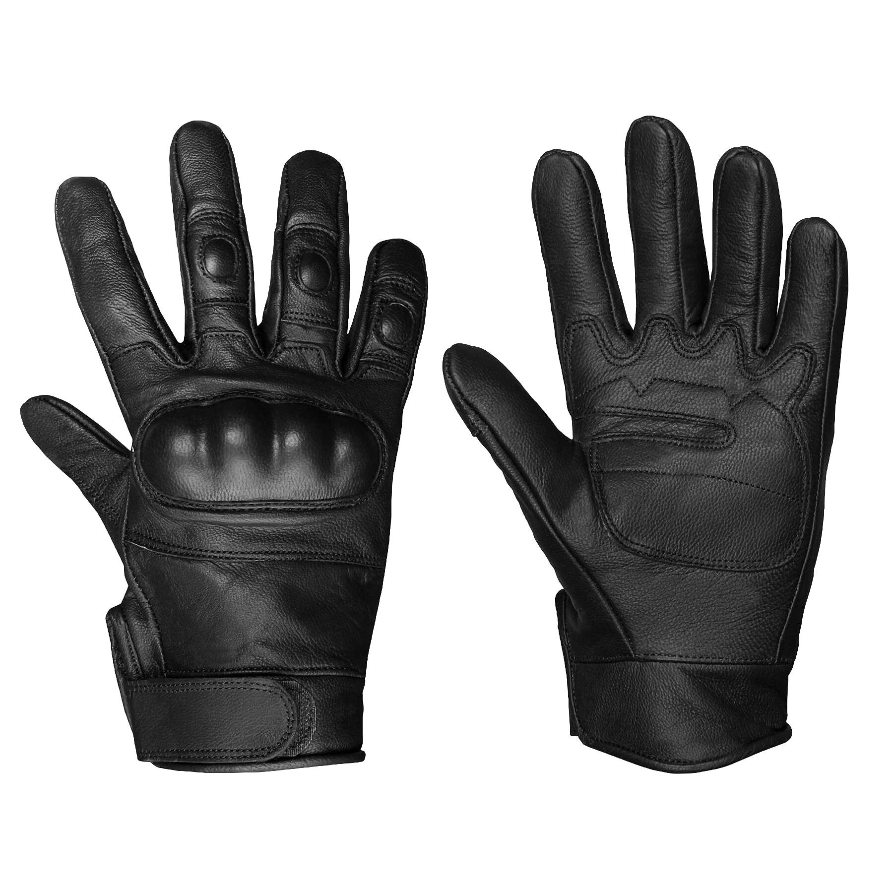 

Перчатки тактические из армированной кожи с костяшками Tactical Leather Gloves Черные S