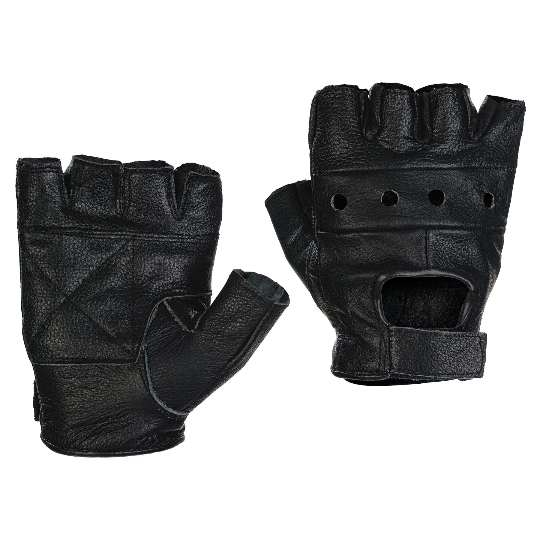 

Перчатки беспалые кожаные BIKER LEATHER FINGERLESS GLOVES Черные