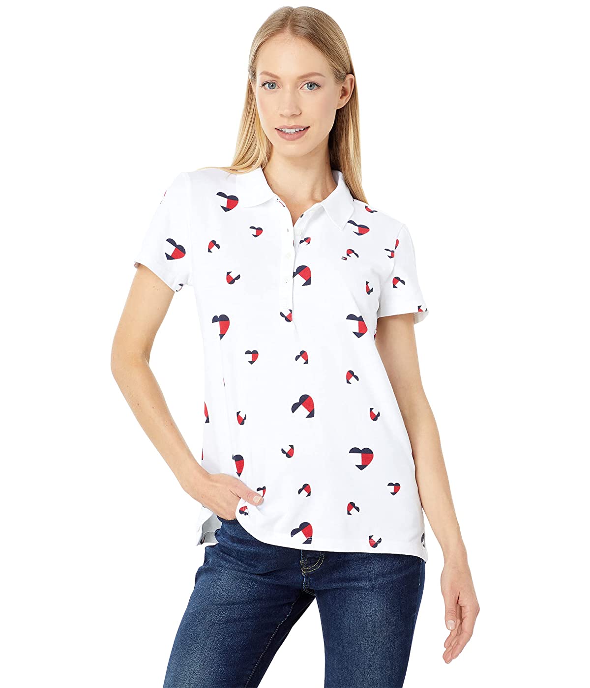 

Поло Tommy Hilfiger Short Sleeve Polo Heart Print Tossed Hearts/Bright White Multi, L (48)