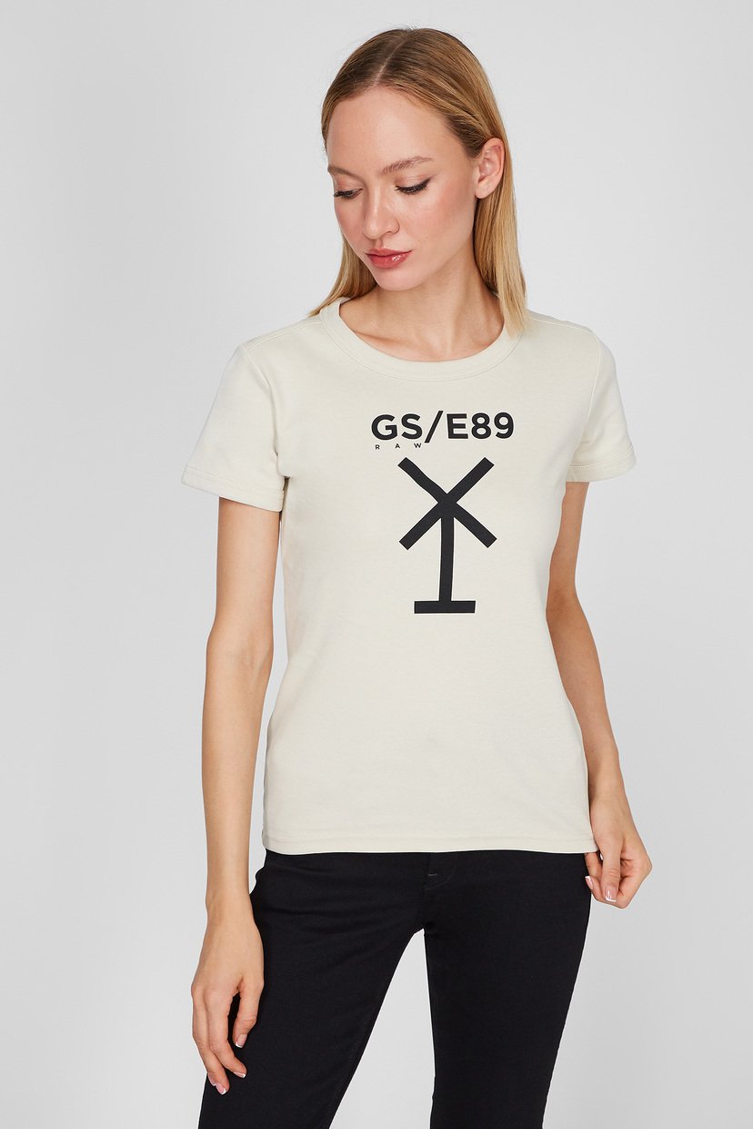 

Женская бежевая футболка Front logo cropped G-Star RAW XS D20458,C812