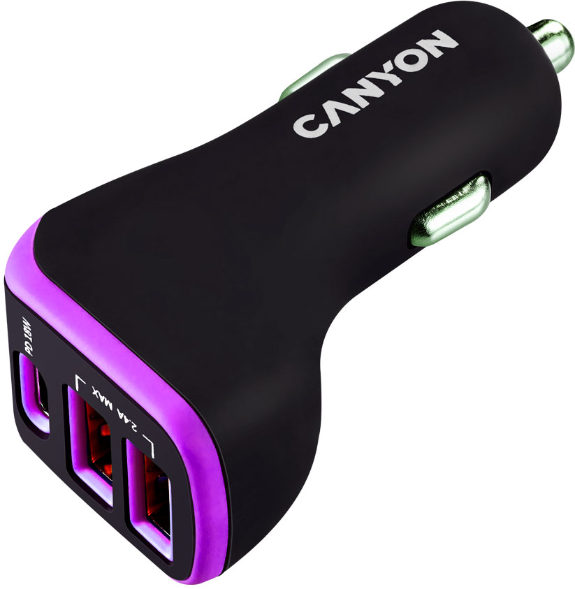 

Автомобильное зарядное устройство Canyon 2.4 A Черно-фиолетовое (CNE-CCA08PU)