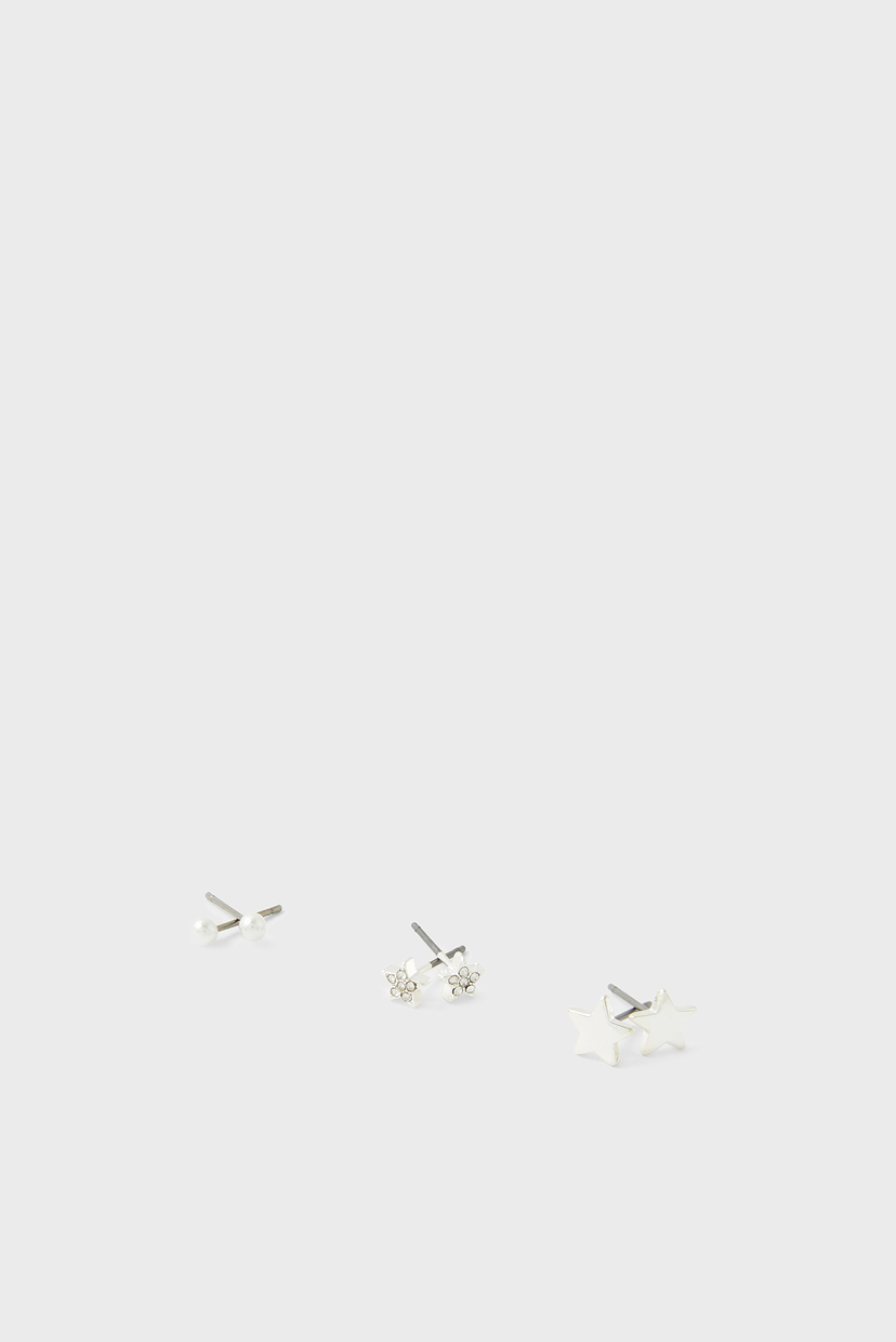 

Женские серебристые серьги (3 пары) STAR PEARL PACK Accessorize OS 181836